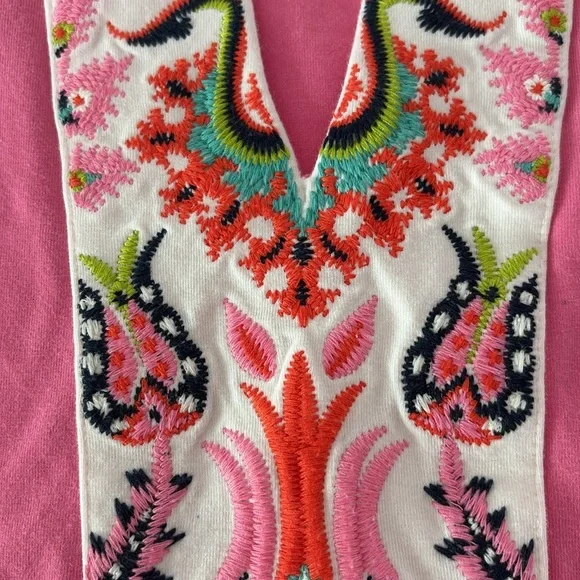 Spartina 449 Monica Tunic Dress in Pink Embroidered Coastal Travel Work Size L - Picture 5 of 10